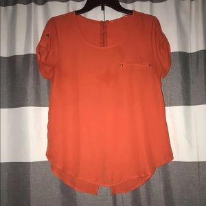 Orange Zipper Blouse